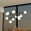 Image de Mantra Iluminación Suspension Cellar, fer, noir, verre, blanc, à 11 lampes