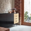 Image de Teulat - Buffet Sierra 2 portes et 4 tiroirs noir et chêne clair - 159.2x47x79,6cm OS