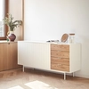 Image de Teulat - Buffet Sierra 2 portes et 4 tiroirs blanc et chêne clair - 159.2x47x79,6cm OS