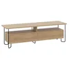 Image de Calicosy Meuble TV 2 Portes Décor Chêne et Pieds en Métal Dilly - Panneaux de Particules MÉLAMINÉ/MÉTAL - pour Salon, Salle à Manger - l42 x L150 x H45 cm