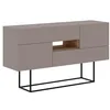 Image de Calicosy - Buffet 2 Portes, 2 Tiroirs, 1 Niche Couleur Moka et Pieds en Métal Titan - Panneaux de Particules MÉLAMINÉ/MÉTAL - pour Salon, Salle à Manger - l40 x L145 x H82 cm