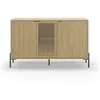 Image de Calicosy - Buffet 3 Portes Décor Chêne et Pieds en Métal Inca - Panneaux de Particules MÉLAMINÉ/MÉTAL - pour Salon, Salle à Manger - l40 x L120 x H80 cm