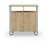 Image de Calicosy Petit Buffet 2 Portes Décor Chêne et Pieds en Métal Dilly - Panneaux de Particules MÉLAMINÉ/MÉTAL - pour Salon, Salle à Manger - l40 x L80 x H80 cm