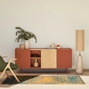 Image de Teulat - Buffet Otto 3 portes et 3 tiroirs rouge brique et chêne - 180x45x78cm OS