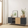 Image de Teulat - Buffet Otto 3 portes et 3 tiroirs gris anthracite et chêne - 180x45x78cm OS
