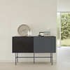 Image de Teulat - Buffet Nube avec 3 tiroirs et 1 porte coulissante noir et gris anthracite - 140x45x91cm OS