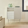 Image de Teulat - Meuble d'appoint haut Nube avec 2 niches, 4 tiroirs et 1 porte coulissante crème et sable - 120x45x140cm OS