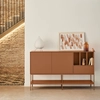 Image de Teulat - Buffet Platt 2 portes, 1 tiroir et 3 niches argile - 166x45x98cm OS