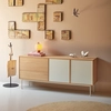 Image de Teulat - Buffet Yoko 2 portes et 3 tiroirs chêne et crème - 180x45x80cm OS