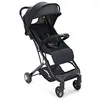 Image de Poussette de voyage ultra légère - Pliée type cabine avion, dossier incliné multiposition, harnais 5 points, guidon réglable, utilisation jusqu'à 17 kg - Black Aqua Asalvo