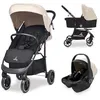 Image de Asalvo OSLO 2, Système de Voyage 3 en 1, Poussette, Nacelle et Siège Auto Groupe 0+, Châssis en Acier, Pliage à Une Main, Dossier Inclinable, Capote Réglable, de la Naissance jusqu’à 22 kg, Beige