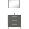 Image de ONDÉE Meuble à Poser Collection Pallas mélaminé Gris Plan céramique Simple