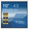 Image de iggual Écran de Projection 112" Pouces - Enroulable Manuel Panoramique - Format 16:9 - Angle de Vision 180º - Hauteur Réglable - Adapté Mur/Plafond - Compatible 4K et Tout Projecteur, (200x200 cm)
