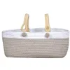 Image de Lorena Canals Panier Maria Gris Perle, Blanc, Vanille -97% Coton 3% Autres fibress- 25x12 cm