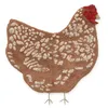 Image de Lorena Canals Tapis lavable en forme de poulet, 1,9 x 1,9 m, fait à la main pour chambre à coucher, marron.