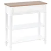 Image de Homcom Meuble Table d'appoint multifonction pour salon, couloir, salle à manger, avec 2 étagères, 1 tiroir amovible, poignée style rétro en pin 75,6 x 27,5 x 80,5 cm Bois naturel Blanc