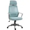 Image de Vinsetto Chaise de bureau ergonomique inclinable réglable en hauteur avec dossier accoudoirs appuie-tête 5 roues Supporte jusqu'à 120 kg 64 x 58 x 116-126 cm Bleu Meubles de Bureau