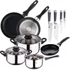 Image de SAN ignacio pk331 set trois poêles + batterie de cuisine 5 pièces + lot de Couteaux, chromé