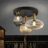 Image de Schuller Valencia Plafonnier Norma, Ø 56 cm, à 3 lampes, noir/laiton, verre