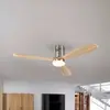 Image de Schuller Valencia Ventilateur de plafond LED Siroco, nickel/bois clair Ø 132 cm silencieux