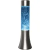 Image de fisura. - Lampe à lave bleue paillettes des années 70. Lampe à lave de 30 cm avec base argentée, liquide bleu et paillettes. Lampe d'ambiance originale. 9x9x30 cm