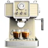 Image de Cecotec Machine à Café Express Power Espresso 20 Tradizionale Light Yellow. 1350W, Espresso et Cappuccino, 20 Bars et Thermoblock, Vaporisateur, Manomètre, Design Vintage, Capacité de 1,5 Litres