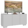 Image de Meuble TV 3 Portes Blanc VICS, Blanc, 92,8 x 31,5 x 44,5 cm, Meuble TV 3 Portes Blanc