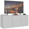Image de Vicawu Meuble TV 3 Portes Blanc Aria, Blanc, 92,8 x 31,5 x 39,5 cm, Meuble TV 3 Portes Blanc