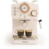 Image de CREATE / THERA RETRO/Cafetière express semi-automatique blanc mat et bois/ 20 bar, bras à double écoulement, réservoir 1,25L, café moulu et monodose ESE 55mm, avec steamer, 1100W