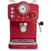 Image de CREATE / THERA RETRO/Cafetière express semi-automatique rouge mate et bois / 20 bar, bras à double écoulement, réservoir 1,25L, café moulu et monodose ESE 55mm, avec steamer, 1100W