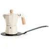Image de CREATE / THERA MOKA RETRO/Cafetière italienne avec adaptateur induction blanc cassé/Capacité de 6 tasses, aluminium, 350 ml, cuisinières à gaz, électriques, vitrocéramiques ou induction