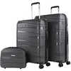 Image de JASLEN - Set De Bagages Léger Et Résistant avec Roues Pivotantes 360 Cadenas à Combinaison TSA Inclus Set De Valises Rigides polypropylène Ensemble Valise. avec Trousse de Toilette, Brun métallique