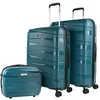 Image de JASLEN - Set De Bagages Léger Et Résistant avec Roues Pivotantes 360 Cadenas à Combinaison TSA Inclus Set De Valises Rigides polypropylène Ensemble Valise. avec Trousse de Toilette, Bleu métallique