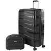 Image de JASLEN - Set De Bagages Léger Et Résistant avec Roues Pivotantes 360 Cadenas à Combinaison TSA Inclus Set De Valises Rigides polypropylène Ensemble Valise. avec Trousse de Toilette, Noir