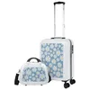 Image de SKPAT - Set Valise Rigide, Lot de Valises Soute Avion 4 roulettes - Sets de Bagages, Valise à Roulette en Soldes pour Voyages. Lot Valise: Ensemble pour Voyages élégants, Marguerites Blanc-Bleu