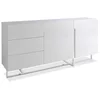 Image de Angel Cerdá - Buffet en Bois Laqué Blanc avec Pieds en Acier Chromé - Moderne et Lumineux - Meuble Buffet Grande Capacité - 180 x 42 x 85 cm