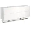 Image de Angel Cerdá - Buffet en Bois Laqué Blanc Brillant avec Pieds en Acier Chromé et 4 Tiroirs Doubles - Moderne et Fonctionnel - Meuble Buffet Grande Capacité - 160 x 46 x 75 cm