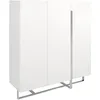 Image de Angel Cerdá - Buffet en Bois Laqué Blanc Brillant avec Pieds en Acier Chromé et 3 Portes - Buffet de Salon Moderne et Lumineux - 120 x 42 x 135 cm