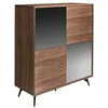 Image de Angel Cerdá - Buffet en Verre Noir Noyer avec Miroir - Buffet de Salon Moderne et sophistiqué - Buffet en Bois Durable - Buffet avec Grand Espace de Rangement - 110 x 45 x 124 cm