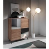 Image de Angel Cerda - Buffet 2 portes en verre miroir noyer/noir - 110x45x124 cm OS