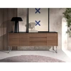 Image de Angel Cerda - Buffet avec plateau en verre 3 tiroirs noyer/noir - 200x50x81 cm OS