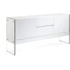 Image de Angel Cerdá - Buffet Blanc avec Pieds Latéraux en Verre Trempé avec Deux Portes et Deux Tiroirs - Buffet de Salon et Chambre Moderne - Meuble de Grand Rangement - 180 x 45 x 85 cm
