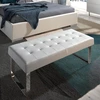 Image de Angel Cerda - Banc similicuir et pieds en acier blanc - 120x45x42 cm OS