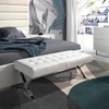 Image de Angel Cerda - Banc similicuir et pieds acier blanc - 120x45x42 cm OS