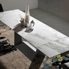 Image de Angel Cerda - Table de salle à manger rectangulaire à rallonge avec plateau blanc/gris/noir - 180x90x75 cm OS