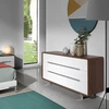 Image de Angel Cerda - Commode 6 tiroirs laqué noyer/blanc/acier chromé - 150x70x49 cm OS