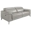 Image de Angel Cerdá - Canapé 3 Places en Cuir de Vache Gris - Mécanismes de Relaxation Électrique et Appuis-Tête Articulés - Structure en Bois - Pieds en Acier Noir - Design Moderne - 215 x 103 x 99 cm