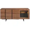 Image de Angel Cerdá - Buffet Noir en Acier et Noyer - Buffet de Salon Moderne et sophistiqué - Buffet en Bois Durable - Buffet avec Grand Espace de Rangement - 180 x 60 x 76 cm
