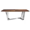Image de Ángel Cerdá - Table de Salle à Manger Ovale en Bois de Noyer et Pieds en Acier chromé - Table de Salle à Manger Moderne - Table de Salon au Design innovant et élégant - 220 x 110 x 77 cm