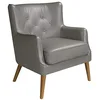 Image de Angel Cerdá - Fauteuil en Cuir de Vachette Gris avec Dossier Capitoné - Pieds en Bois de Noyer - Idéal pour Le Salon, la Chambre à Coucher ou Le Coin Lecture - Design Moderne - 75 x 80 x 89 cm